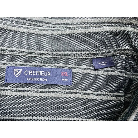 Cremieux Collection Size 2XL Men's Gray Stripe Long Sleeve Cotton Polo NWT - Picture 4 of 11
